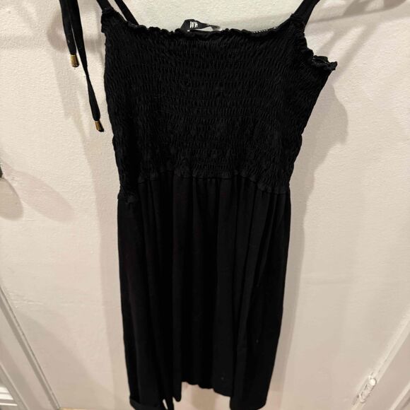 H&M Mama Black Maternity Size Small S Midi Adjustable Straps Textured Dress - Picture 3 of 3